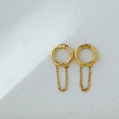 1 Pair Retro Simple Style Solid Color Chain Stainless Steel Ear Cuffs