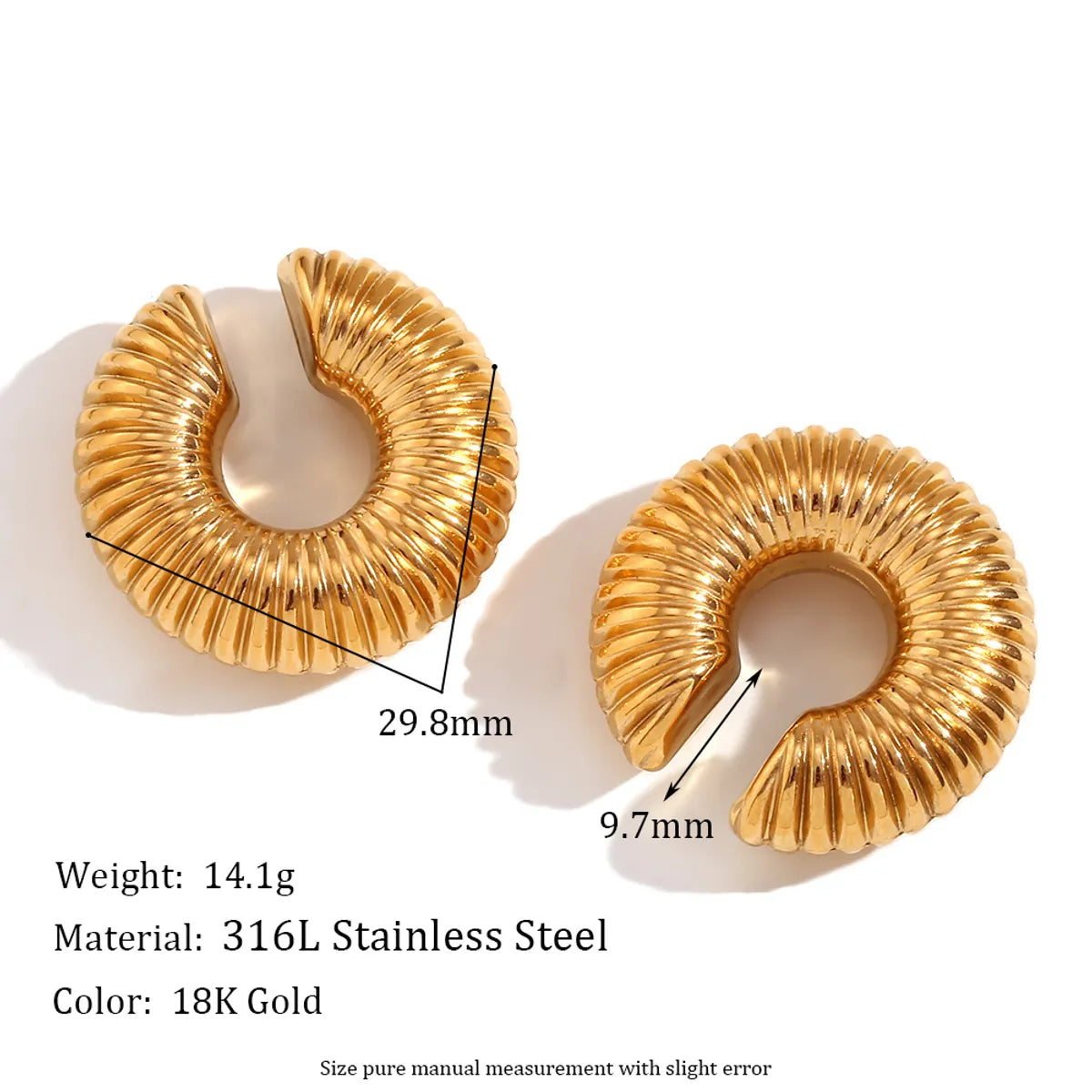 1 Pair Retro Simple Style Solid Color Plating Stainless Steel 18k Gold Plated Earrings