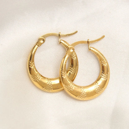 1 Pair Retro Simple Style Solid Color Plating Stainless Steel 18k Gold Plated Earrings