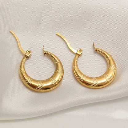 1 Pair Retro Simple Style Solid Color Plating Stainless Steel 18k Gold Plated Earrings