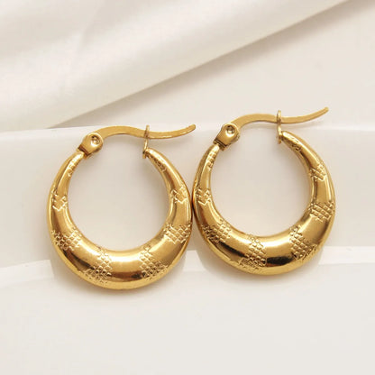 1 Pair Retro Simple Style Solid Color Plating Stainless Steel 18k Gold Plated Earrings