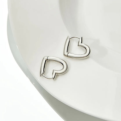 1 Pair Retro Simple Style Square Heart Shape Plating Copper Earrings Ear Studs