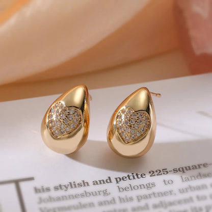 1 Pair Retro Simple Style Star Plating Inlay Copper Zircon Ear Studs