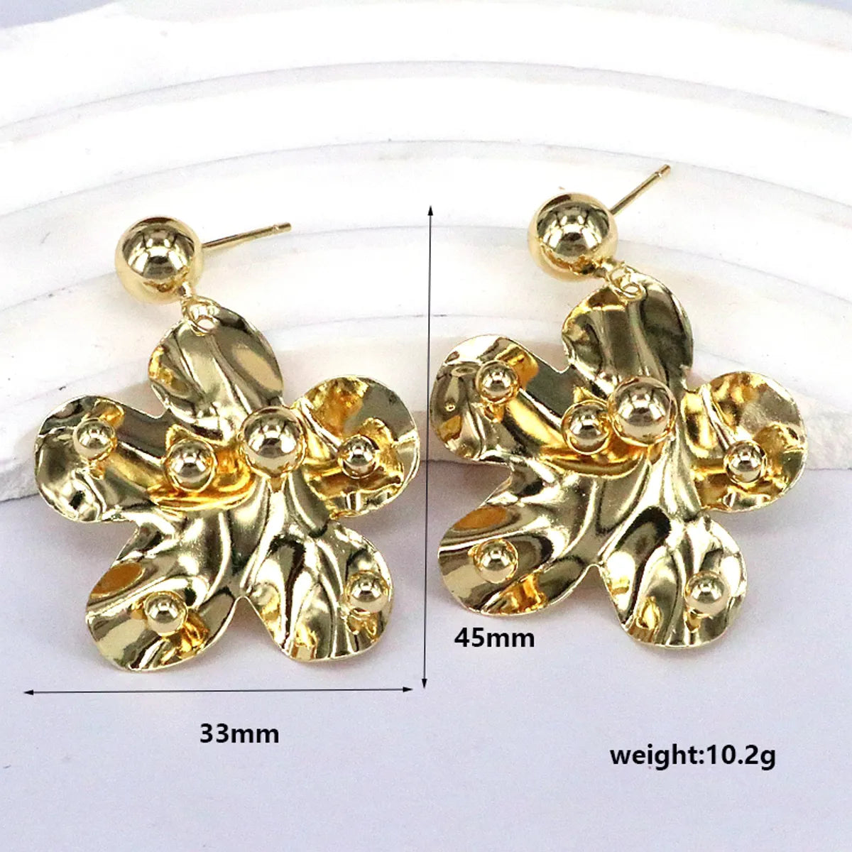 1 Pair Retro Simple Style Streetwear Flower Ginkgo Leaf Plating Copper 18k Gold Plated Drop Earrings