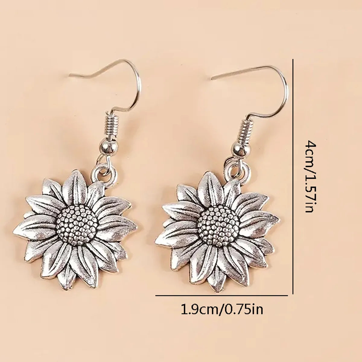 1 Pair Retro Simple Style Sunflower Alloy Drop Earrings