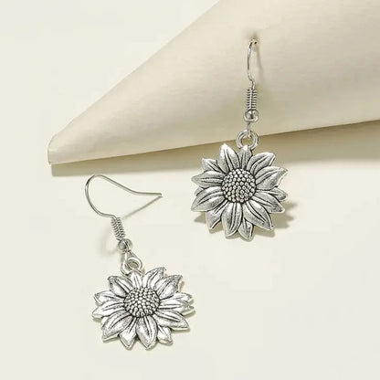 1 Pair Retro Simple Style Sunflower Alloy Drop Earrings