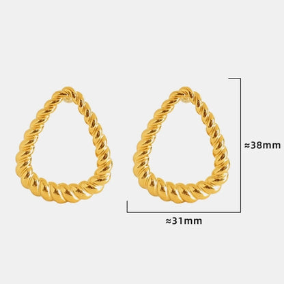 1 Pair Retro Simple Style Triangle Twist Plating Titanium Steel 18k Gold Plated Earrings