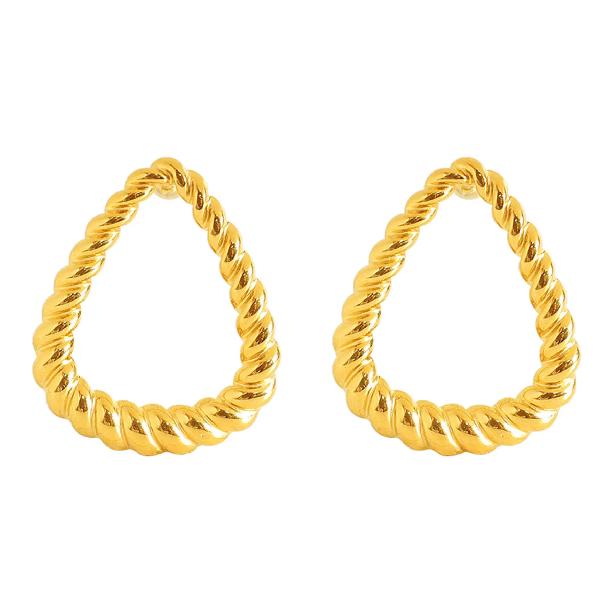 1 Pair Retro Simple Style Triangle Twist Plating Titanium Steel 18k Gold Plated Earrings