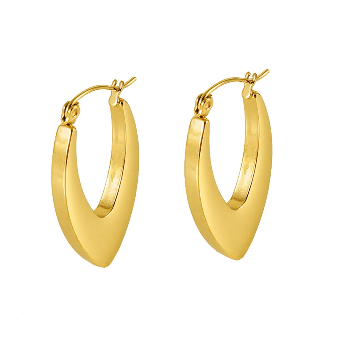 1 Pair Retro Simple Style U Shape Stainless Steel Plating 18k Gold Plated Hoop Earrings