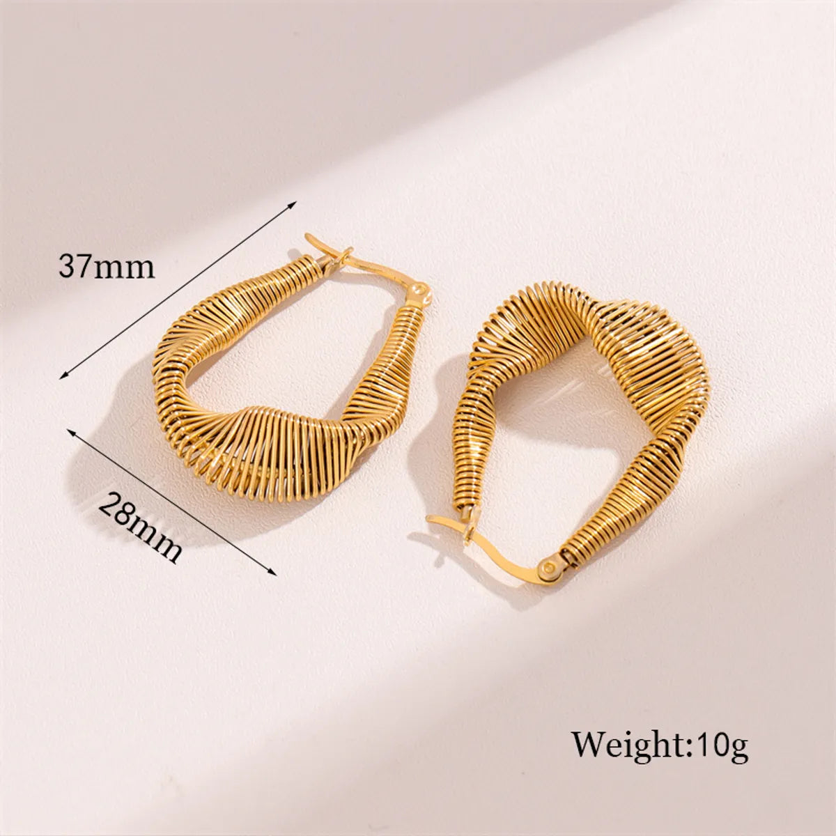 1 Pair Retro Simple Style U Shape Twist Plating Stainless Steel 18k Gold Plated Earrings