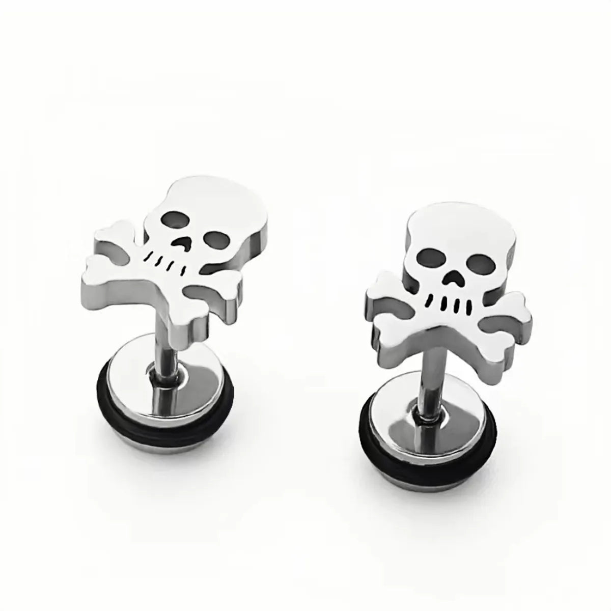 1 Pair Retro Skull Plating Stainless Steel 18k Gold Plated Ear Studs