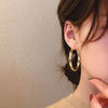 1 Pair Retro Solid Color Inlay Alloy Rhinestones Hoop Earrings