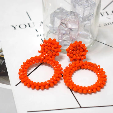 1 Pair Retro Solid Color Beaded Seed Bead Earrings