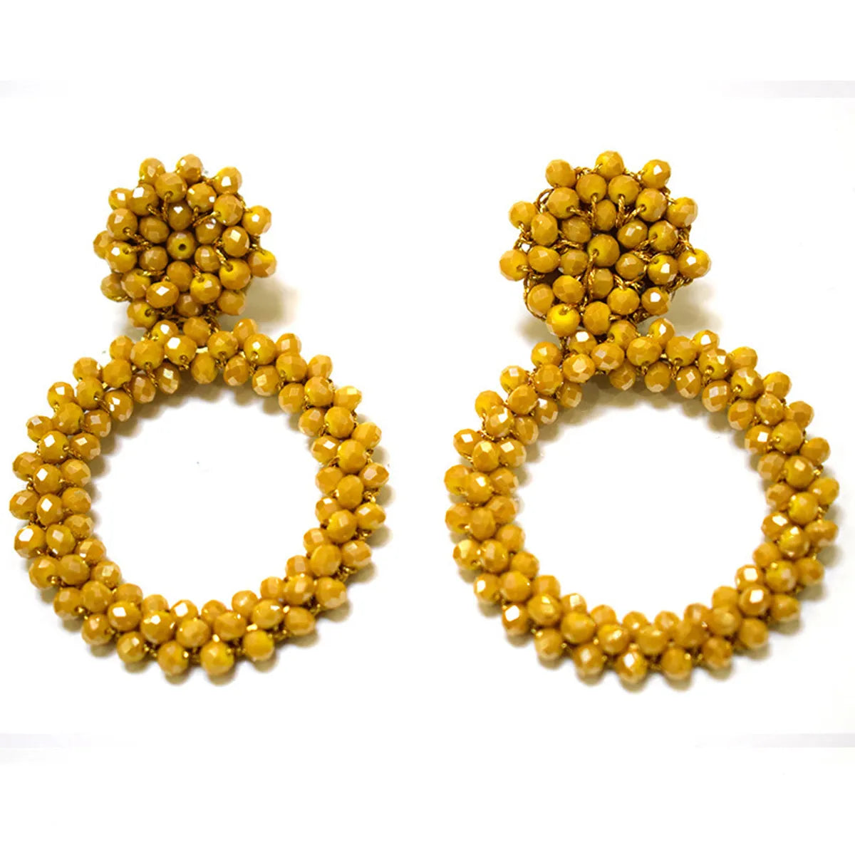 1 Pair Retro Solid Color Beaded Seed Bead Earrings