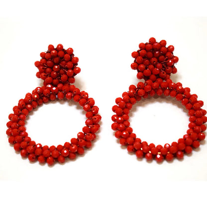 1 Pair Retro Solid Color Beaded Seed Bead Earrings