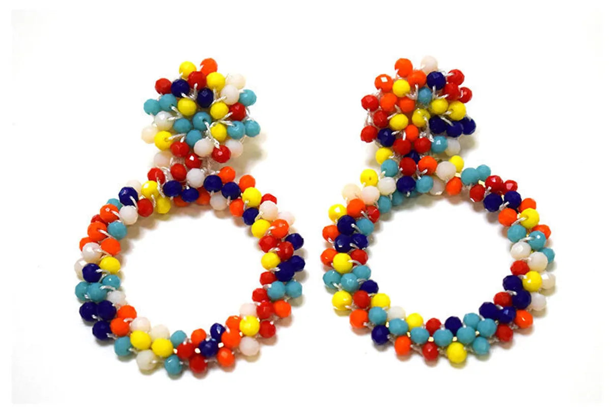 1 Pair Retro Solid Color Beaded Seed Bead Earrings