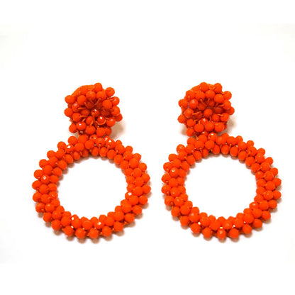 1 Pair Retro Solid Color Beaded Seed Bead Earrings