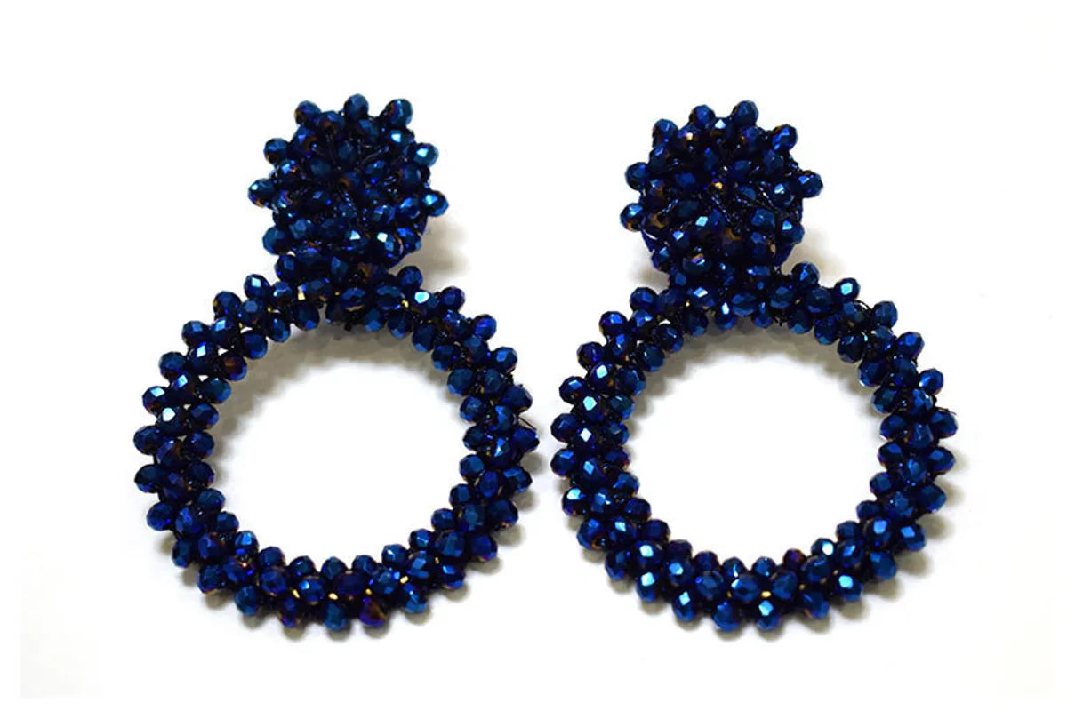 1 Pair Retro Solid Color Beaded Seed Bead Earrings