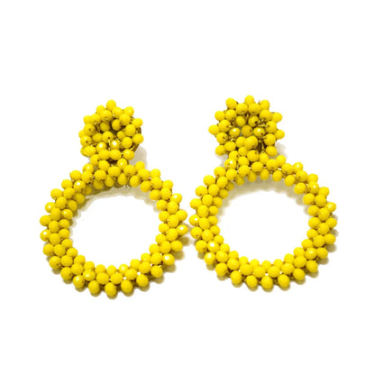 1 Pair Retro Solid Color Beaded Seed Bead Earrings