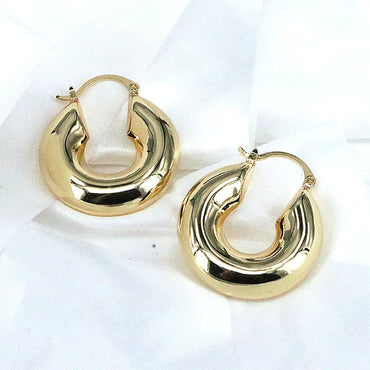 1 Pair Retro Solid Color Plating Copper Gold Plated Earrings