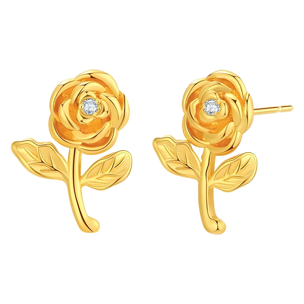 1 Pair Retro Solid Color Flower Plating Copper Ear Studs