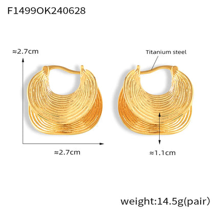 1 Pair Retro Solid Color Layered Plating 304 Stainless Steel 18K Gold Plated Earrings