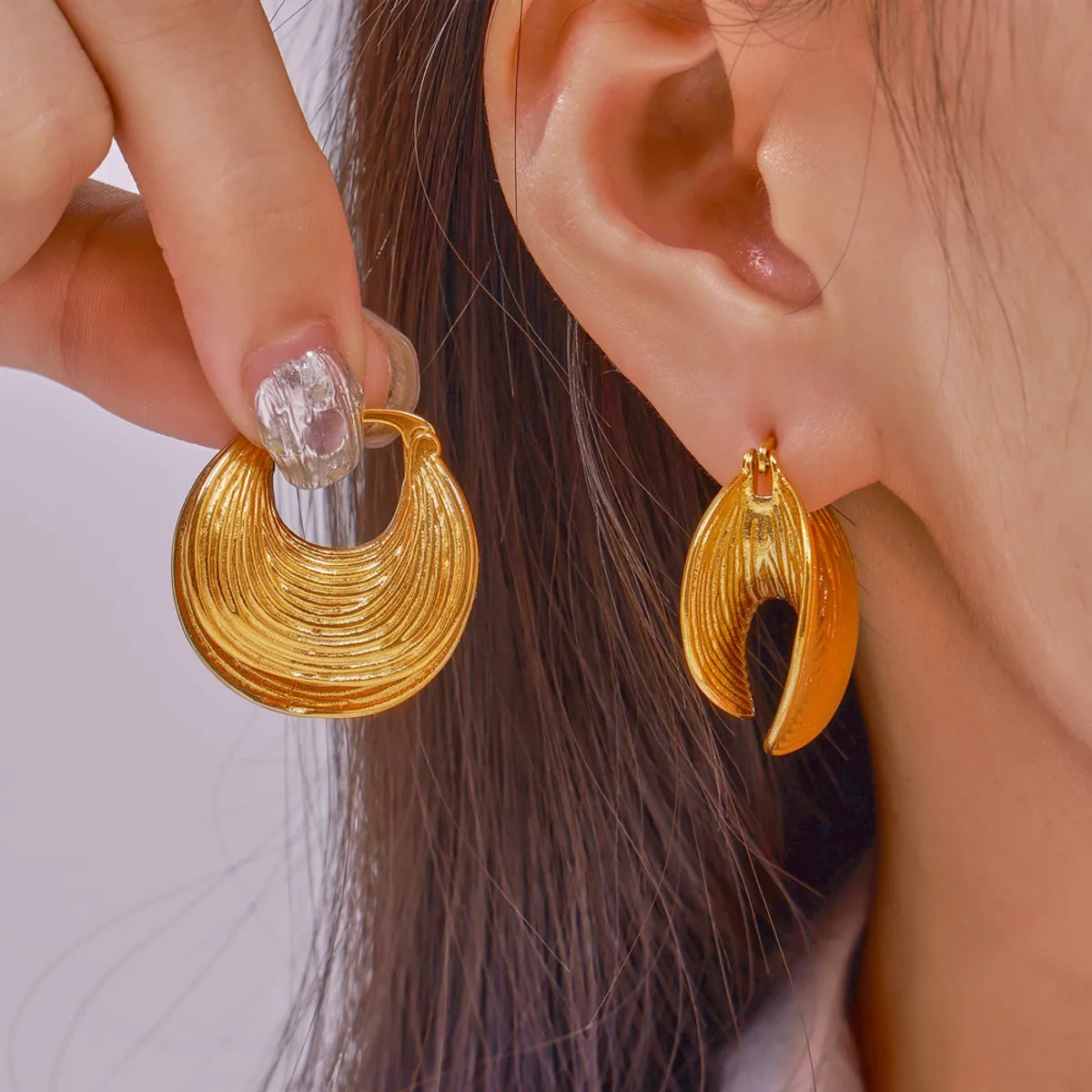 1 Pair Retro Solid Color Layered Plating 304 Stainless Steel 18K Gold Plated Earrings