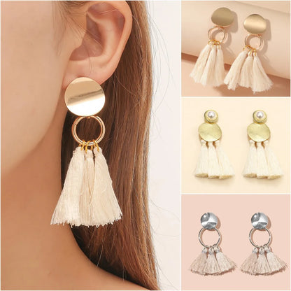 1 Pair Retro Solid Color Plating Alloy Gold Plated Drop Earrings