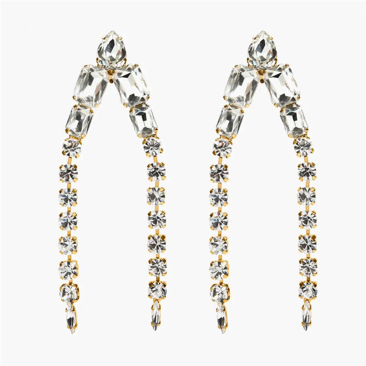 1 Pair Retro Solid Color Plating Inlay Alloy Rhinestones Drop Earrings