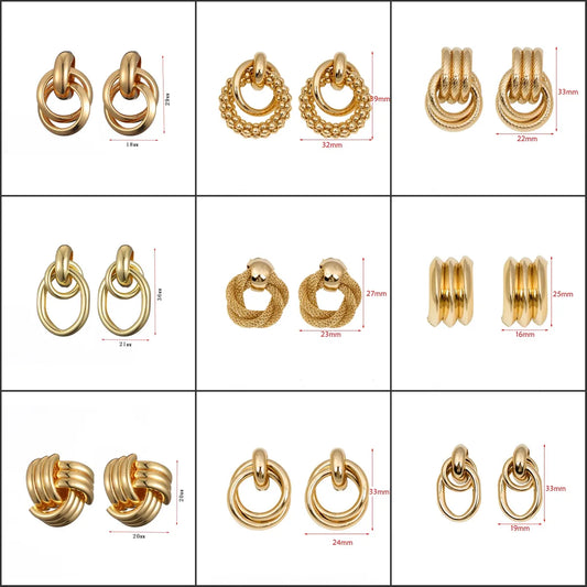 1 Pair Retro Solid Color Plating Metal Ear Studs