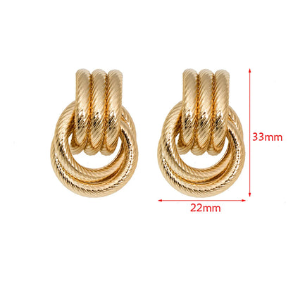 1 Pair Retro Solid Color Plating Metal Ear Studs