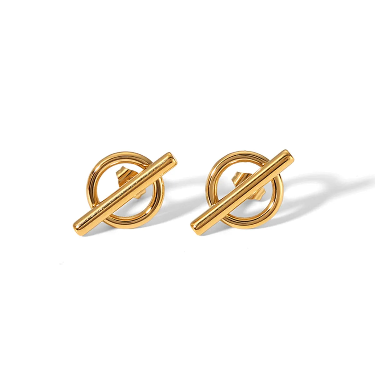 1 Pair Retro Solid Color Plating Stainless Steel 18k Gold Plated Ear Studs