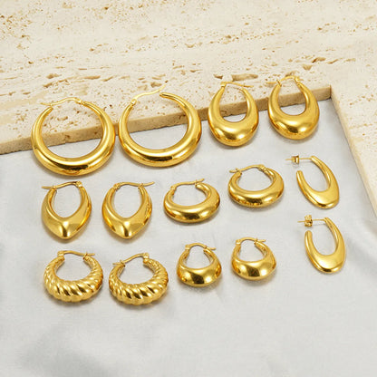 1 Pair Retro Solid Color Plating Stainless Steel 18k Gold Plated Earrings