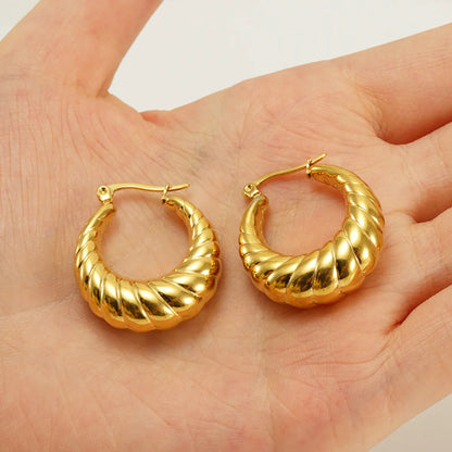 1 Pair Retro Solid Color Plating Stainless Steel 18k Gold Plated Earrings