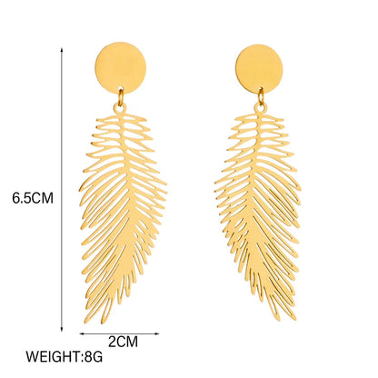 1 Pair Retro Solid Color Plating 304 Stainless Steel 18K Gold Plated Drop Earrings