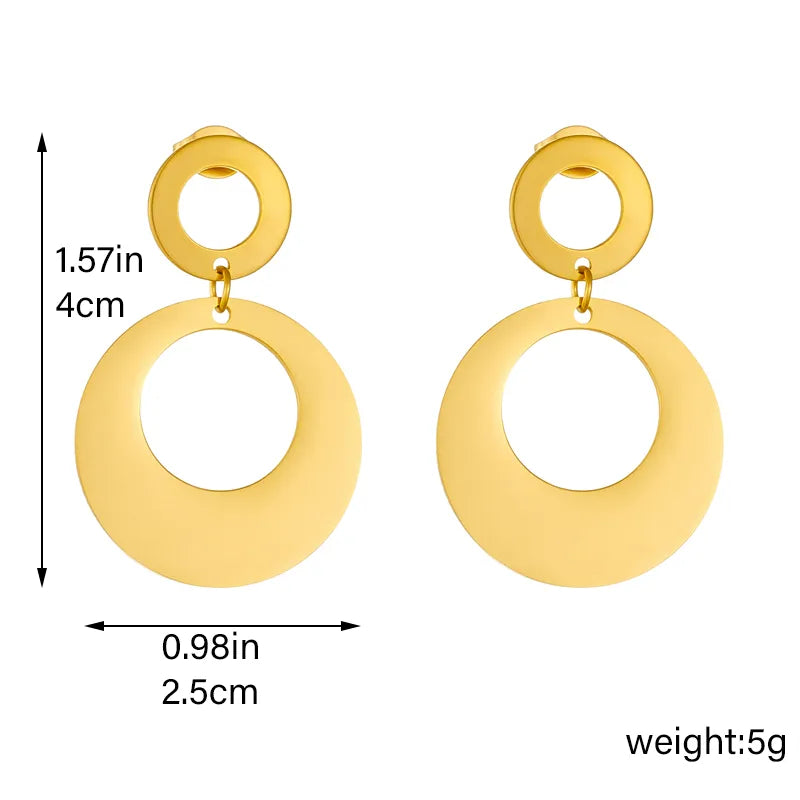 1 Pair Retro Solid Color Plating 304 Stainless Steel No Inlaid 18K Gold Plated Drop Earrings