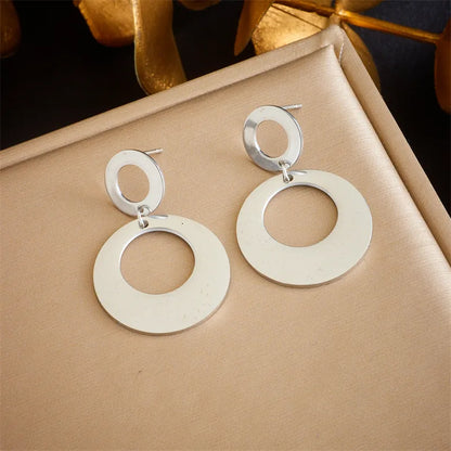 1 Pair Retro Solid Color Plating 304 Stainless Steel No Inlaid 18K Gold Plated Drop Earrings