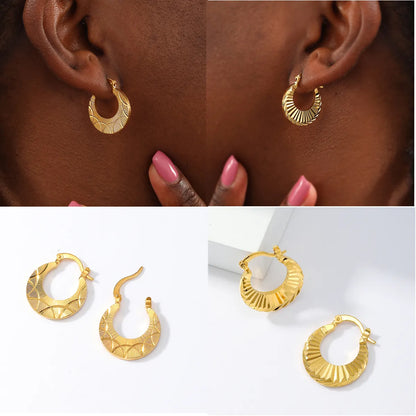 1 Pair Retro Solid Color Stainless Steel Plating Hoop Earrings