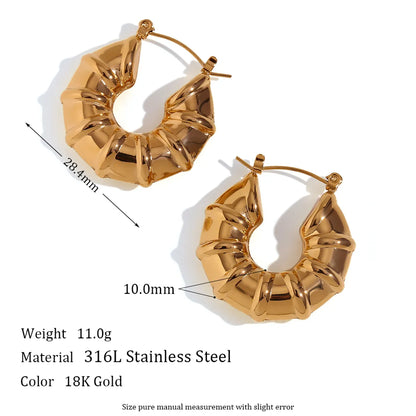 1 Pair Retro Solid Color Stainless Steel Plating Hoop Earrings