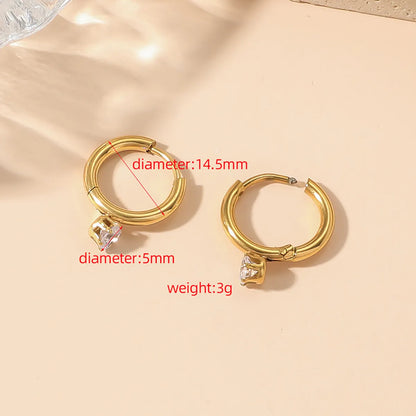 1 Pair Retro Solid Color Plating Inlay Titanium Steel Rhinestones 18k Gold Plated Earrings