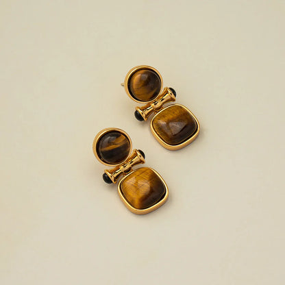 1 Pair Retro Square Inlay Alloy Rhinestones Ear Studs