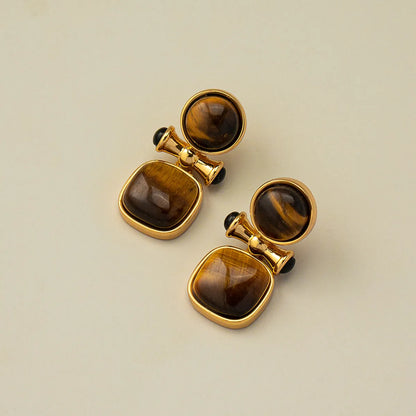 1 Pair Retro Square Inlay Alloy Rhinestones Ear Studs