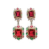 1 Pair Retro Square Inlay Copper Artificial Pearls Zircon Drop Earrings