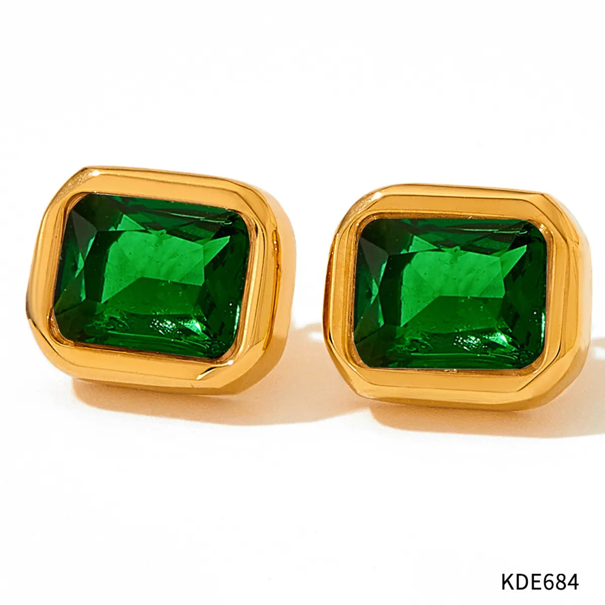 1 Pair Retro Square Plating Inlay 304 Stainless Steel Zircon 16K Gold Plated White Gold Plated Gold Plated Ear Studs