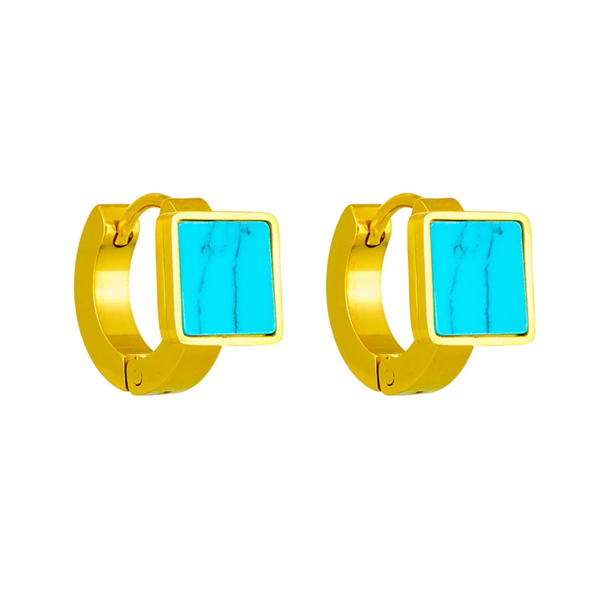 1 Pair Retro Square Plating Titanium Steel 18k Gold Plated Earrings