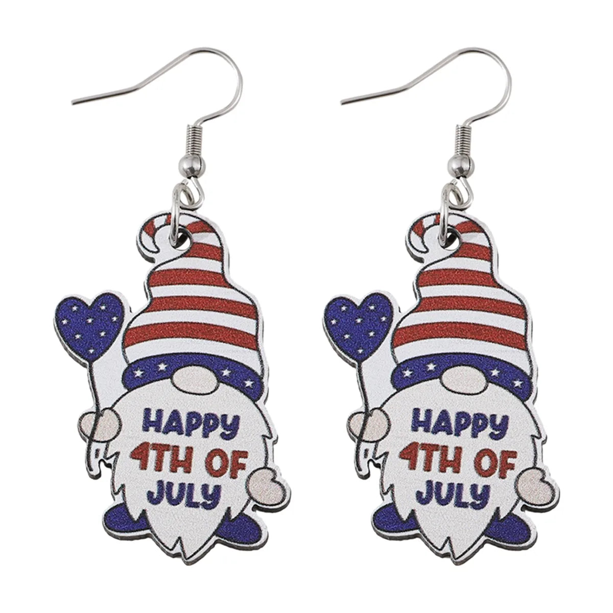 1 Pair Retro Star American Flag Wood Drop Earrings