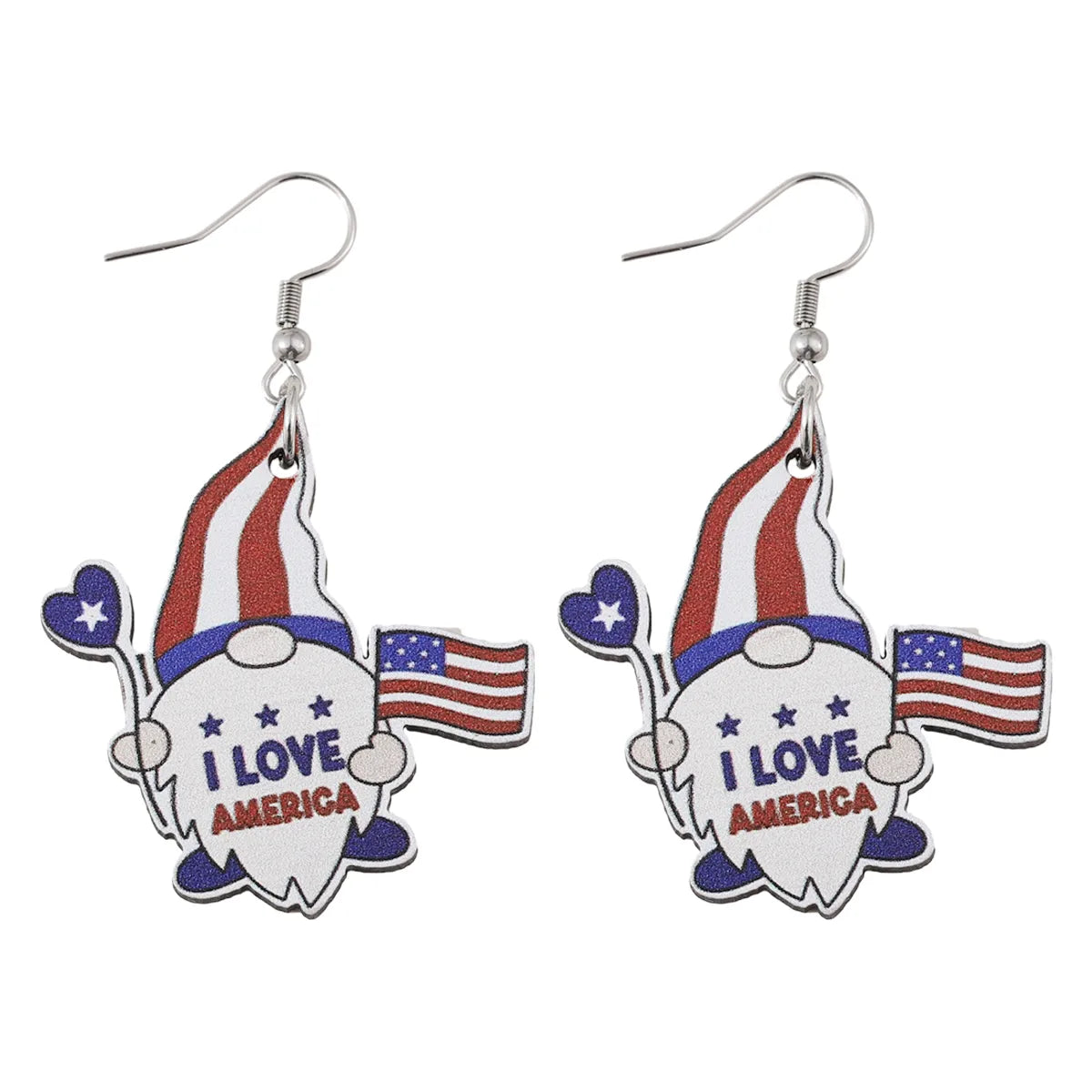 1 Pair Retro Star American Flag Wood Drop Earrings