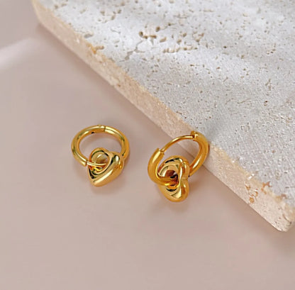 1 Pair Retro Star Heart Shape Plating Titanium Steel 18k Gold Plated Drop Earrings