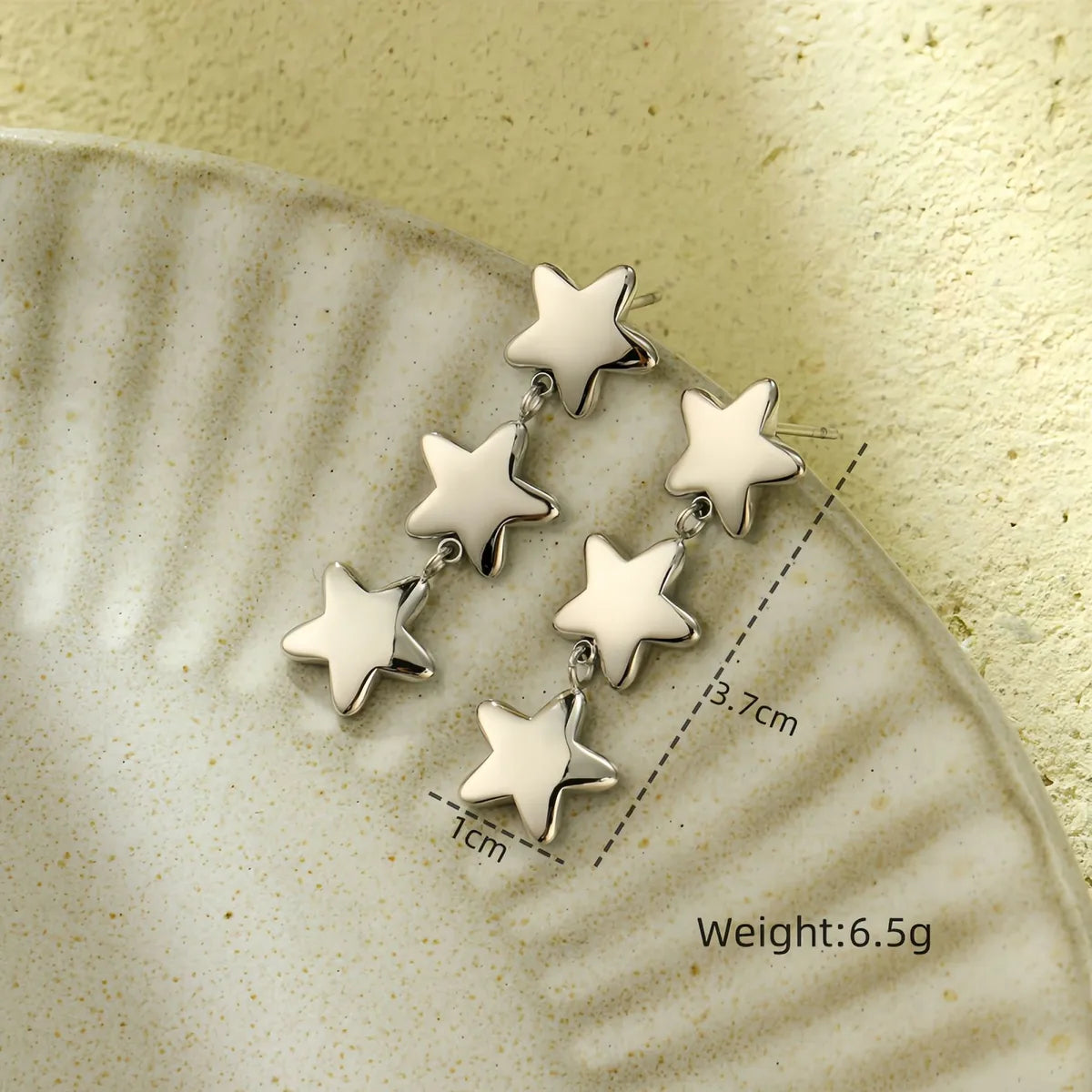 1 Pair Retro Star Heart Shape Titanium Steel Drop Earrings