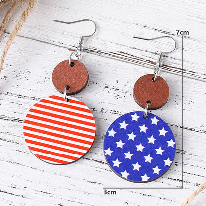 1 Pair Retro Star Wood Drop Earrings